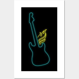 Electric Guitar Neon Light Posters and Art